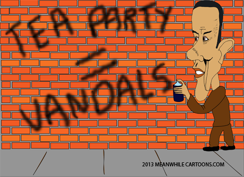 cartoon obama tea party vandal